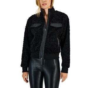 Express x Negin Mirsalehi Plush‎ Sherpa Jacket in Black